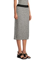 Speckled Knit Pull-On Midi Skirt