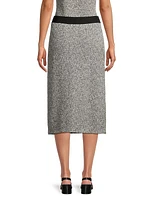 Speckled Knit Pull-On Midi Skirt