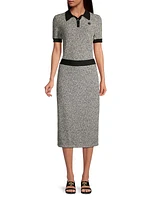 Speckled Knit Pull-On Midi Skirt