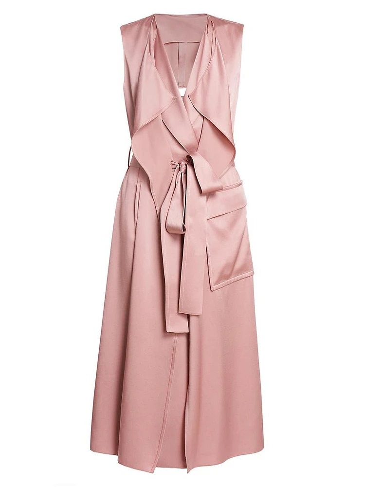 Satin Trench Midi-Dress