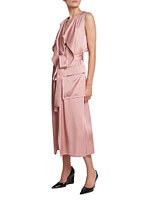 Satin Trench Midi-Dress