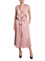 Satin Trench Midi-Dress