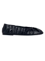 Ruched Leather Ballet Flats