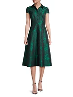 Floral Jacquard Midi-Dress