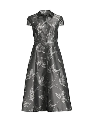 Floral Jacquard Midi-Dress