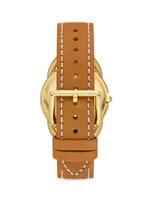 Miller Goldtone & Leather Analog Watch