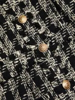Jade Cotton Tweed Button-Front Minidress