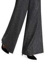 Pilar Herringbone Wool-Blend Wide-Leg Pants