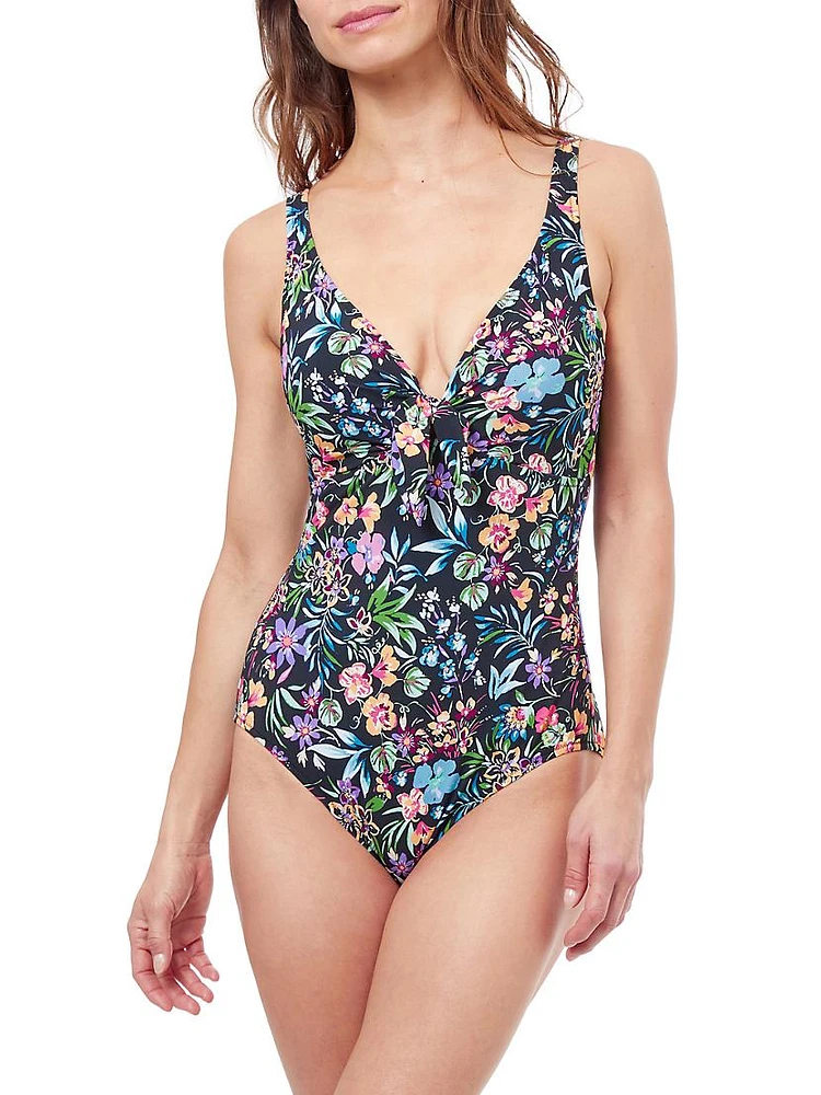 Flora V-Neck One-Piece Swimsuit