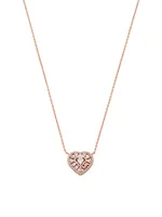 14K Rose Gold-Plated & Cubic Zirconia Heart Pendant Necklace