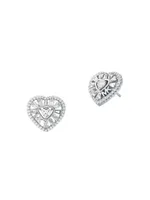 Sterling Silver & Cubic Zirconia Heart Stud Earrings