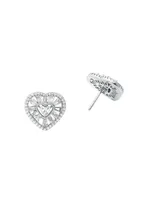 Sterling Silver & Cubic Zirconia Heart Stud Earrings