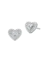 Sterling Silver & Cubic Zirconia Heart Stud Earrings