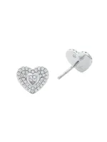 Sterling Silver & Cubic Zirconia Heart Stud Earrings