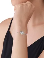 Sterling Silver & Cubic Zirconia Heart Pendant Bracelet
