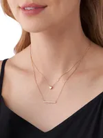 14K Rose-Gold-Plated & Cubic Zirconia Double-Layered Chain Necklace