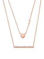 14K Rose-Gold-Plated & Cubic Zirconia Double-Layered Chain Necklace