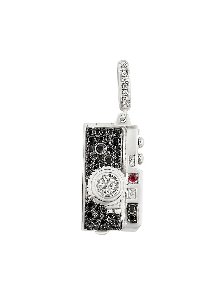 Mythology 18K White Gold, 0.65 TCW Diamond & Multi-Gemstone Camera Charm Pendant