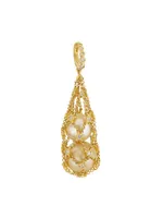 Hidden Reef Lattice 18K Yellow Gold, South Sea Pearl & 0.41 TCW Diamond Pendant