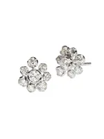 Marguerite 18K White Gold & 0.79 TCW Diamond Large Flower Stud Earrings