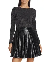 Chara Crocodile-Embossed Faux Leather Minidress