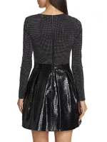 Chara Crocodile-Embossed Faux Leather Minidress