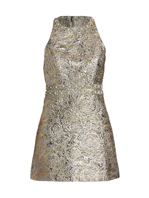 Dru Faux Pearl-Embellished Metallic Minidress