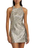 Dru Faux Pearl-Embellished Metallic Minidress