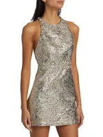 Dru Faux Pearl-Embellished Metallic Minidress