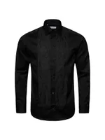 Slim-Fit Paisley Glitter Bib Front Formal Shirt