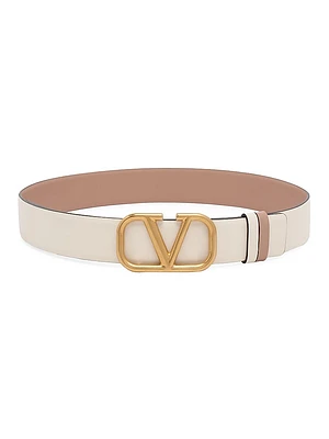 Reversible Vlogo Signature Belt In Glossy Calfskin 30mm
