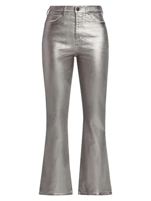 Carson Metallic Ankle Flared Jeans