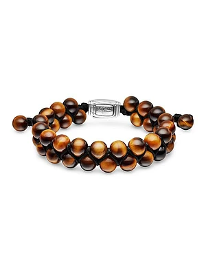 Spiritual Beads Two Row Woven Bracelet in Sterling Silver