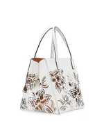 Floral Laser-Cut Leather Tote