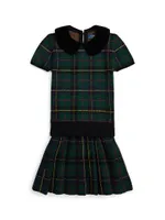 Girl's 2-Piece Plaid Knit Top & Skirt Set