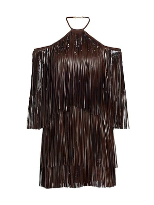 Vercelli Fringe Halter Minidress