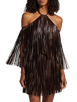 Vercelli Fringe Halter Minidress