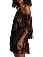 Vercelli Fringe Halter Minidress