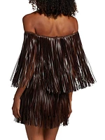 Vercelli Fringe Halter Minidress