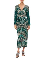 Trompe-L'œil Chain-Accent Jersey Cut-Out Maxi Dress