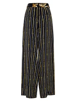 Chain-Print Silk Wide-Leg Pants