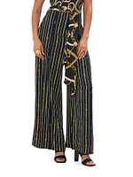 Chain-Print Silk Wide-Leg Pants