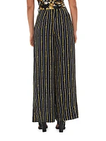 Chain-Print Silk Wide-Leg Pants