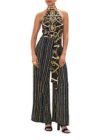 Chain-Print Silk Wide-Leg Pants