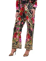 Floral Silk Drawstring Pants