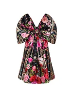 Floral Taffeta Bow Minidress