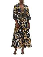 Chain-Print Cotton Maxi-Dress