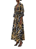 Chain-Print Cotton Maxi-Dress