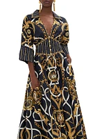 Chain-Print Cotton Maxi-Dress