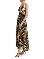 Status Print Silk Cut-Out Maxi Dress